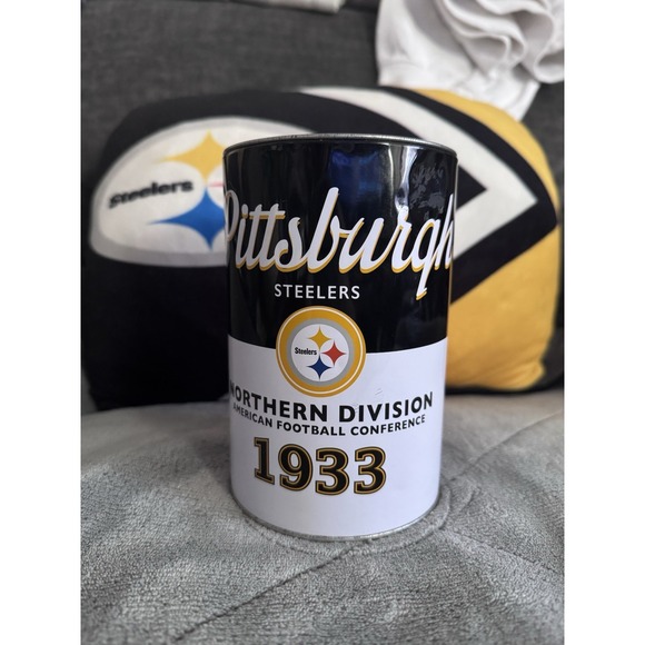 Pittsburgh Steelers Tin Can Piggy Bank 6.5 inches - Picture 8 of 9